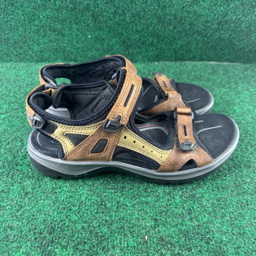ECCO Sandal Yucatan Women's Sz 10/10.5/EU41 Brown Tan Leather Adjustable Comfort